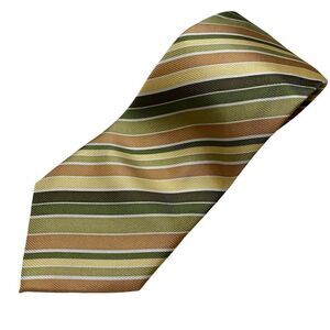 Bijoux Terner Tie Men's Repp Stripes Earthtones Green Gold Ivory Handmade